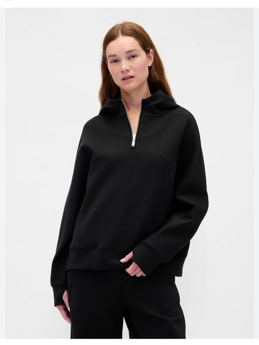 GapFit Oversized Quarter-Zip Hoodie Black LT